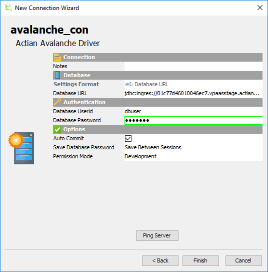 Screenshot van Actian Avalanche software.