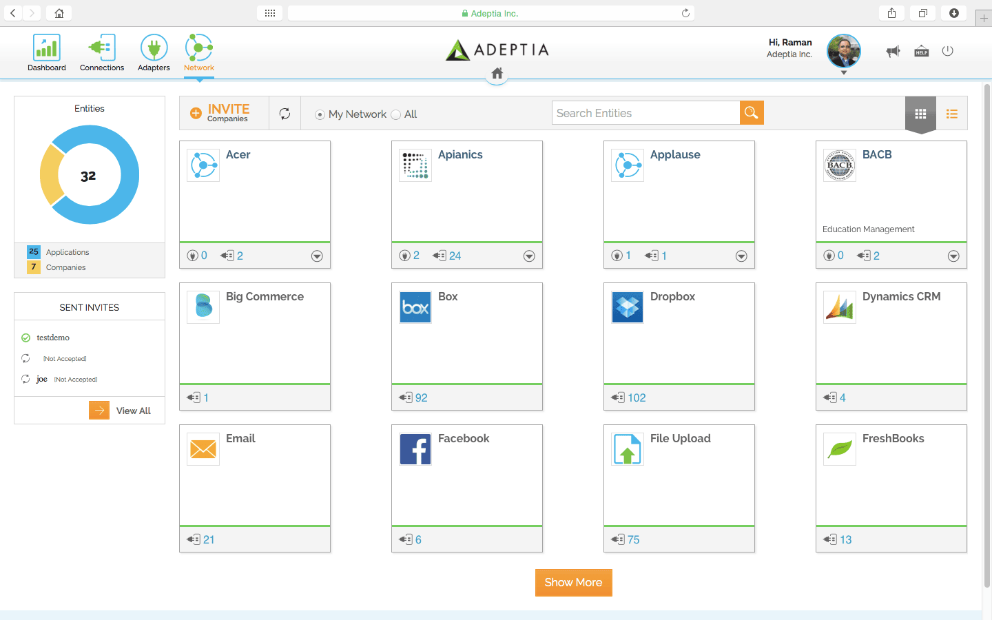 Screenshot van Adeptia Server software.