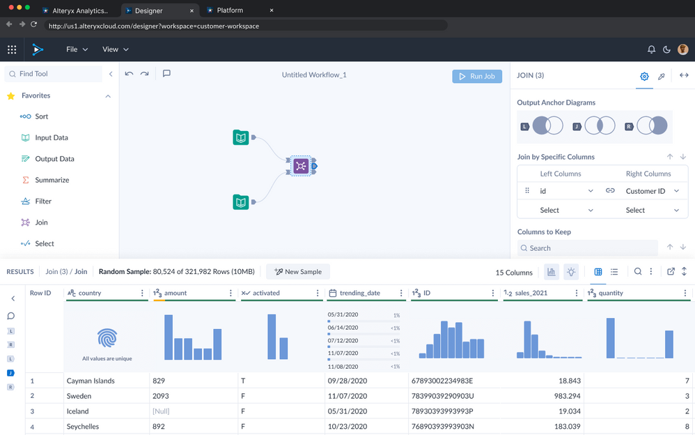 Screenshot van Alteryx APA Platform software.