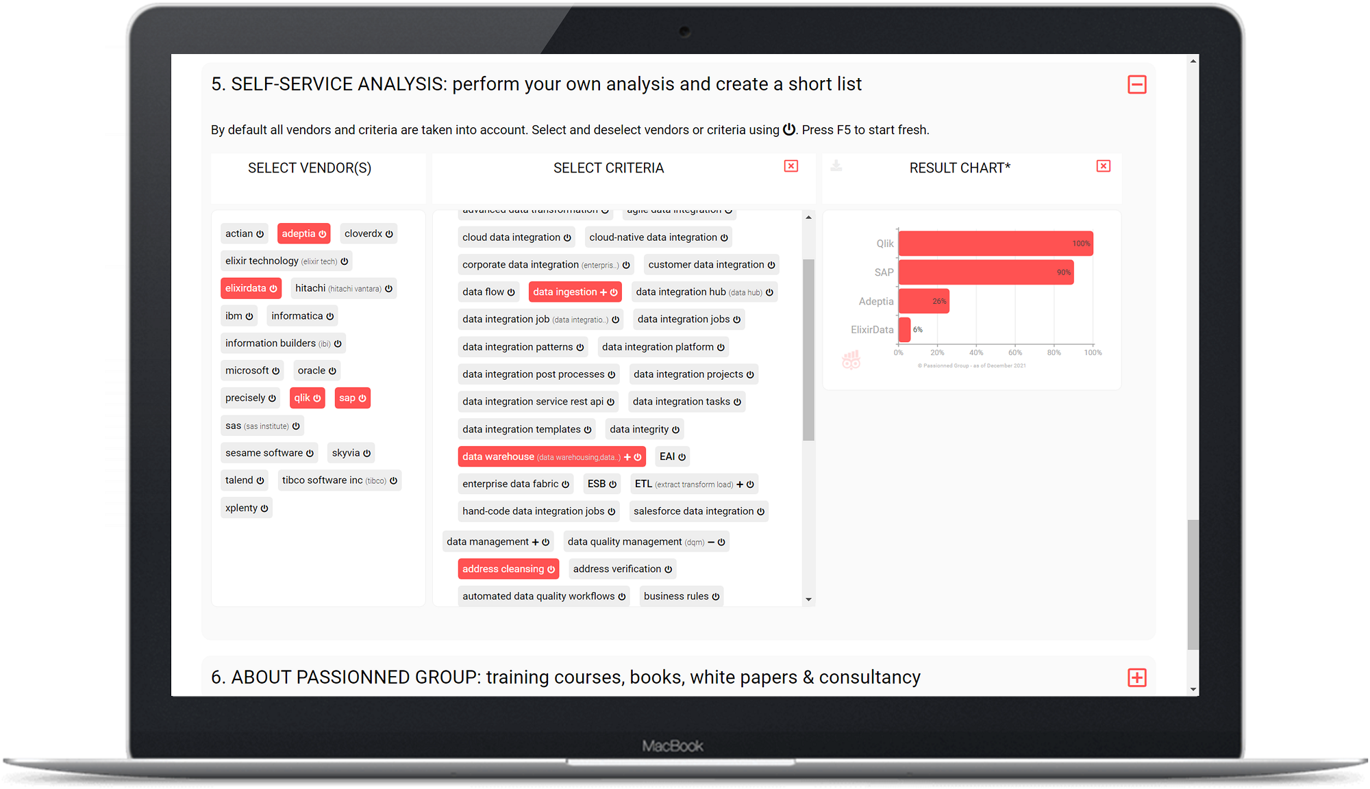 Voorbeeld van de selfservice functionaliteit van de ETL & Data Integratie Guide