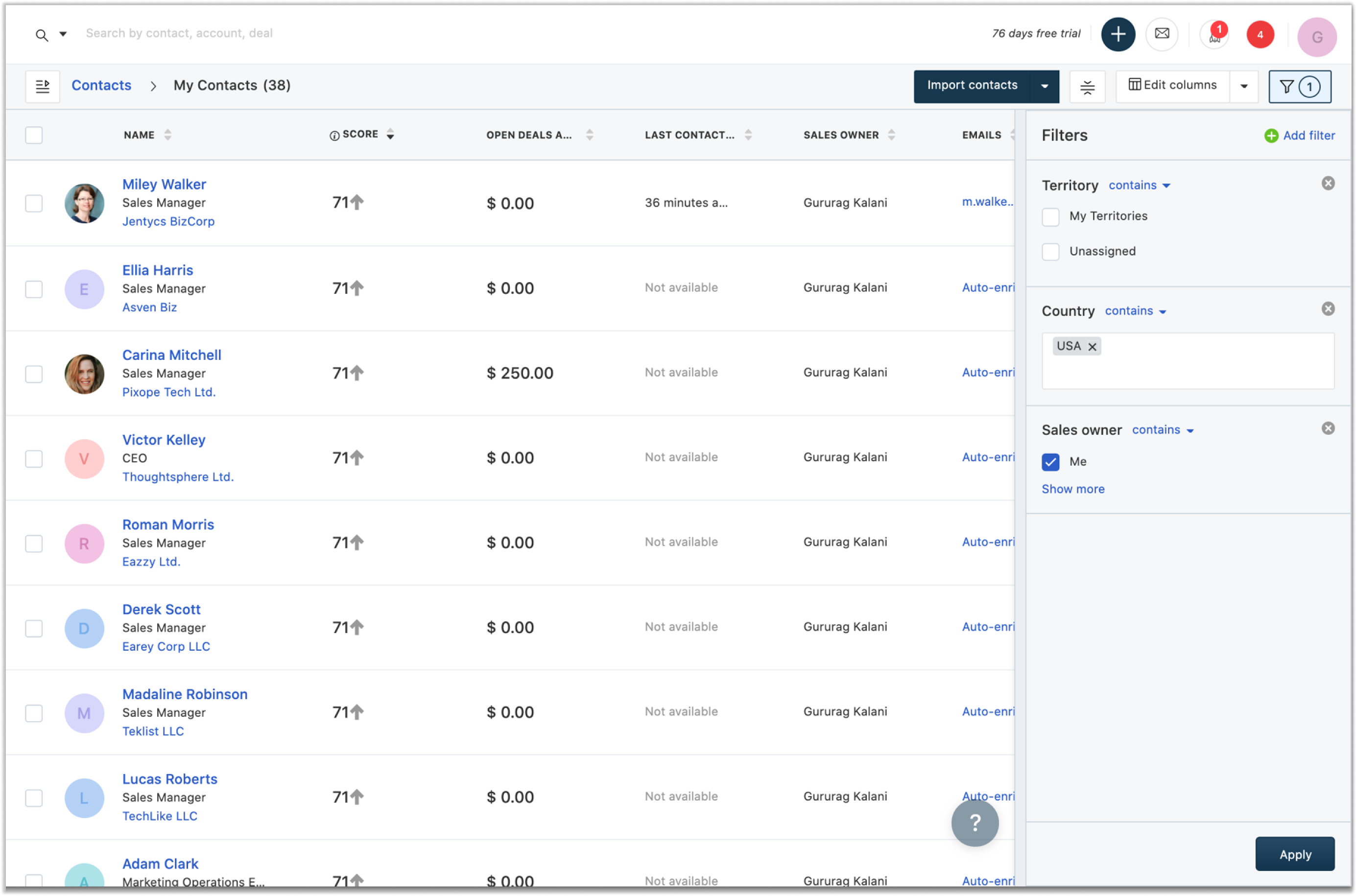 Schema van Freshsales.