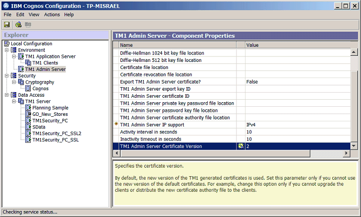 Screenshot van IBM Cognos TM1 software.