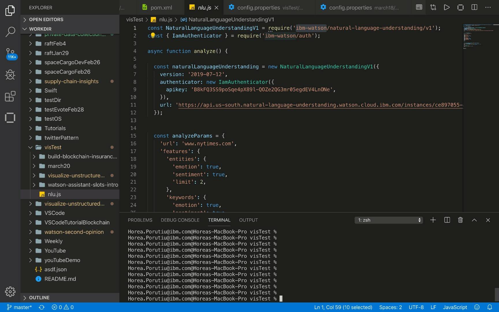 Schema van Watson Natural Language Processing.