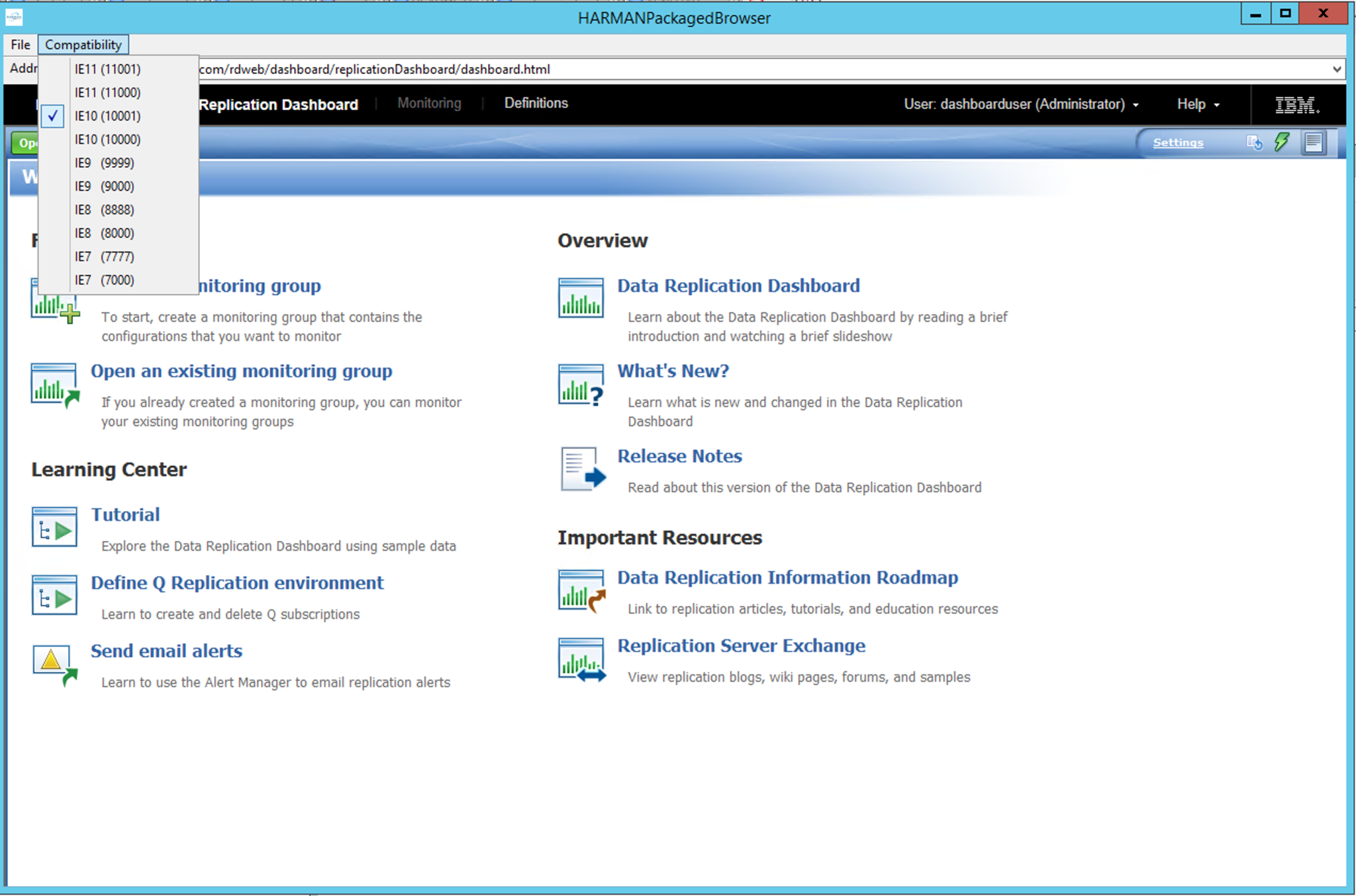 Screenshot van Q Replication software.