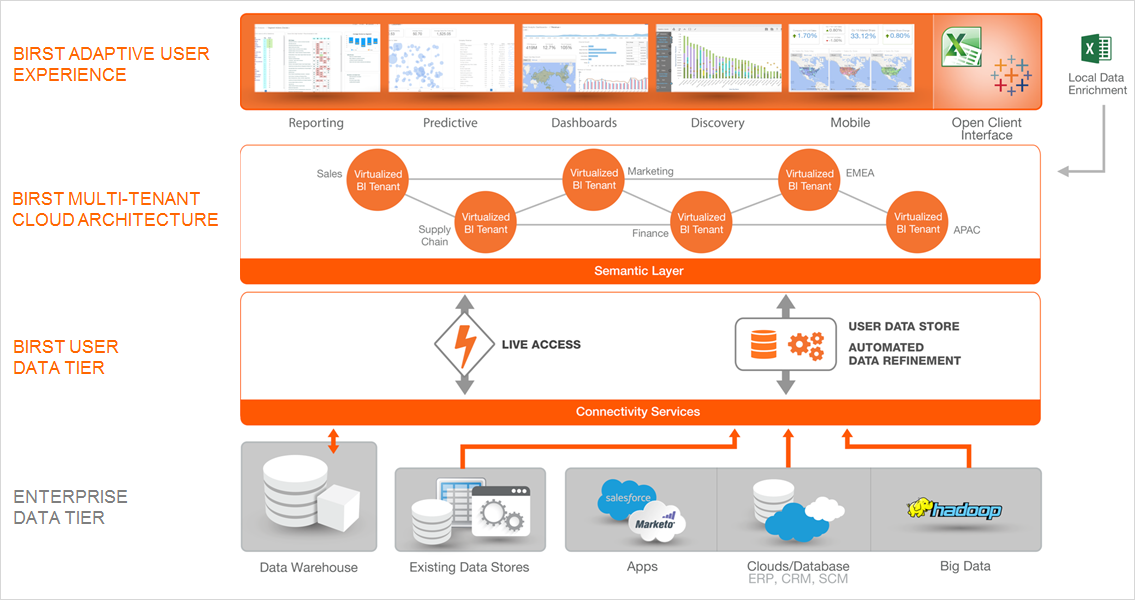 Afbeelding van Birst Sales Analytics tools.