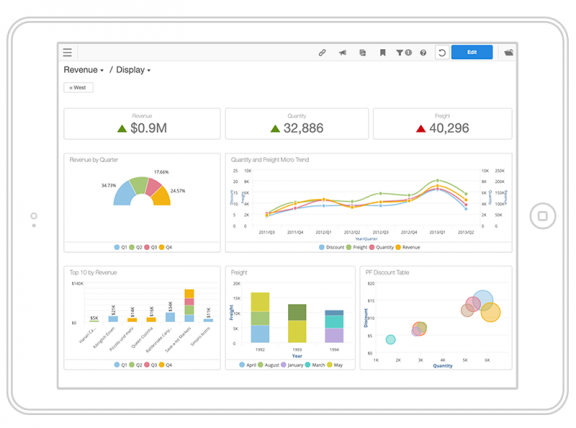Screenshot van Infor Business Analytics software.