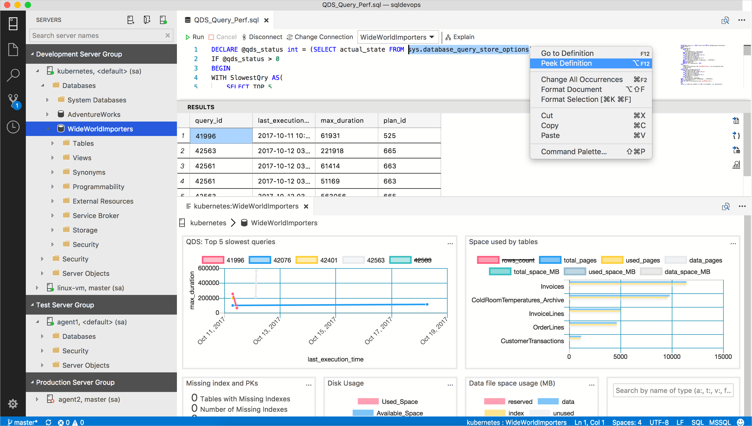 Screenshot van Azure Data Studio software.