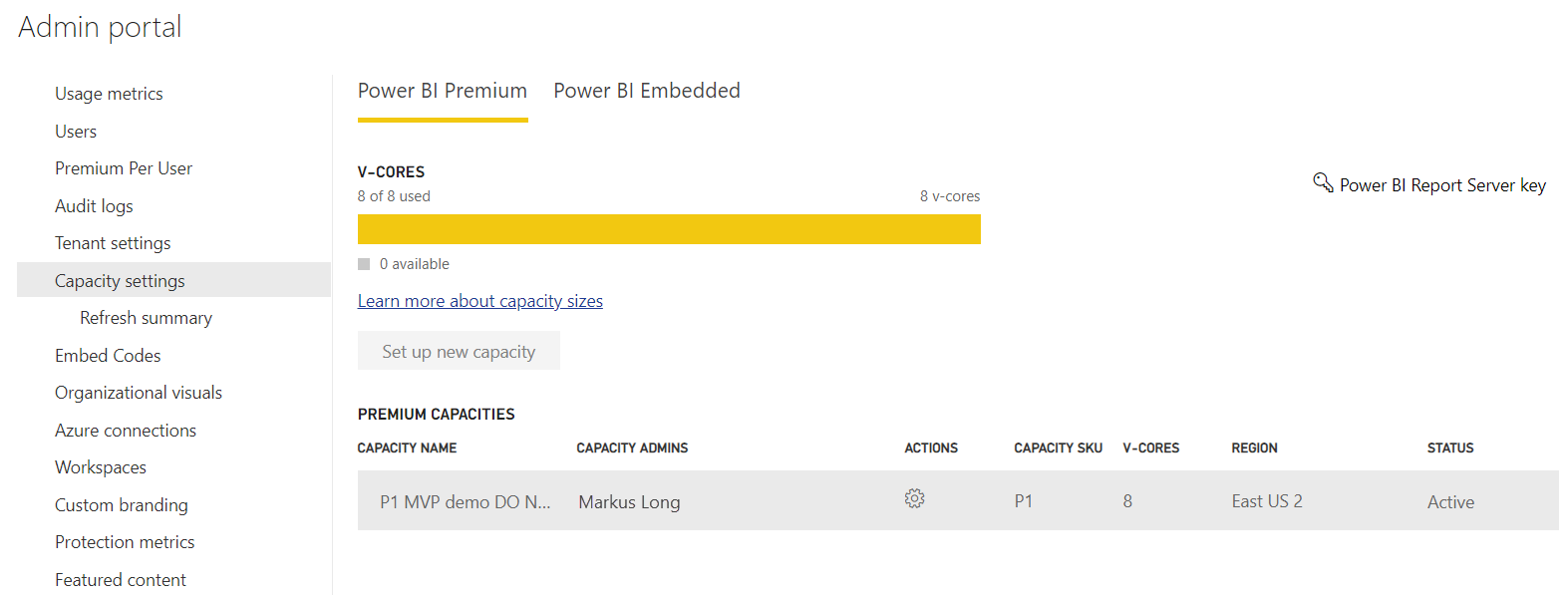 Screenshot van Power BI Premium software.