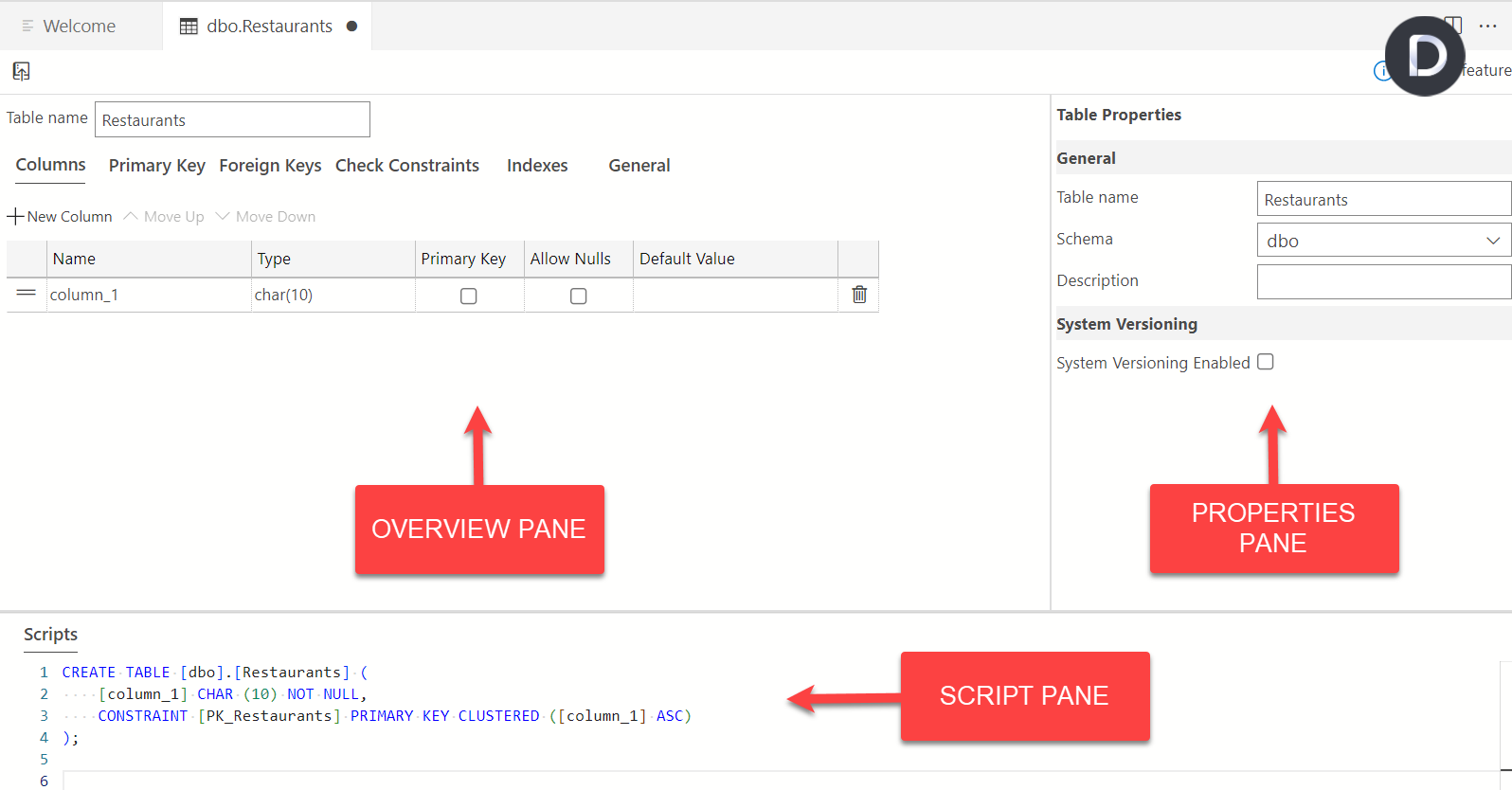 Schema van Azure Data Studio.