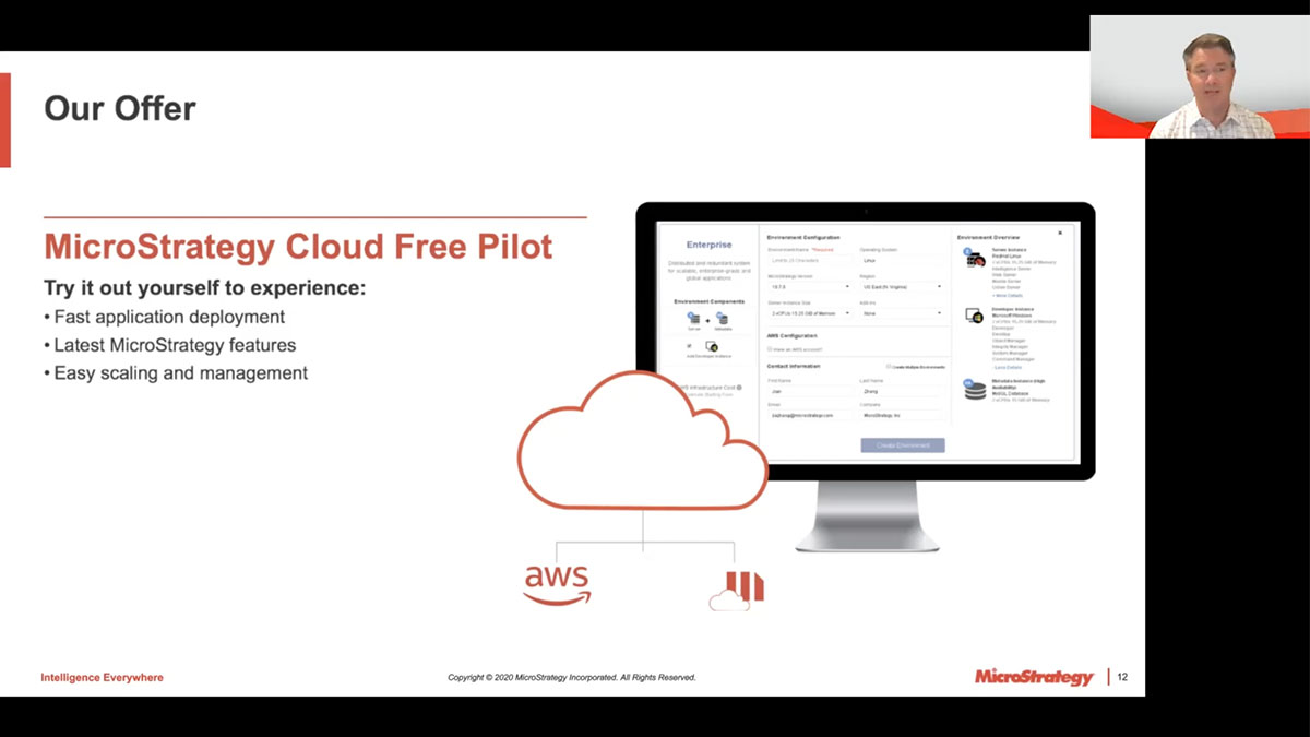 Screenshot van MicroStrategy Cloud Platform software.