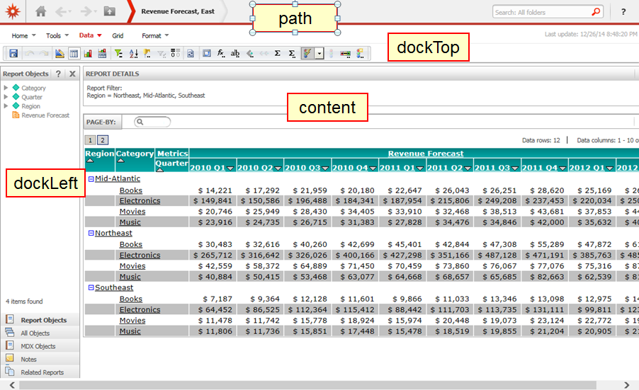 Screenshot van MicroStrategy Web Report software.