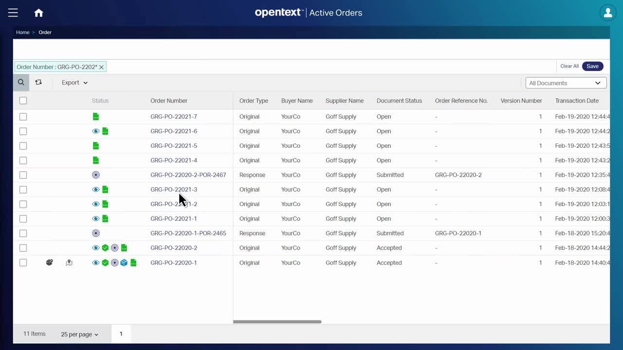 Schema van OpenText Contivo.