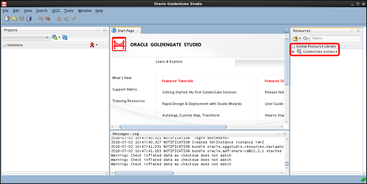 Screenshot van Oracle Goldengate software.
