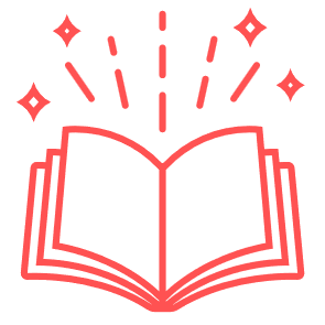 Icon opgeslagen boek met sterren en stralen