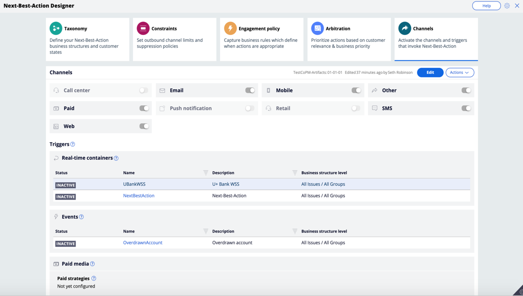 Afbeelding van Pega Customer Decision Hub tools.