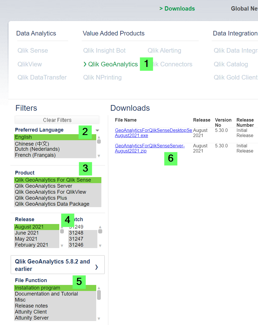 Screenshot van Qlik Geoanalytics Connector software.
