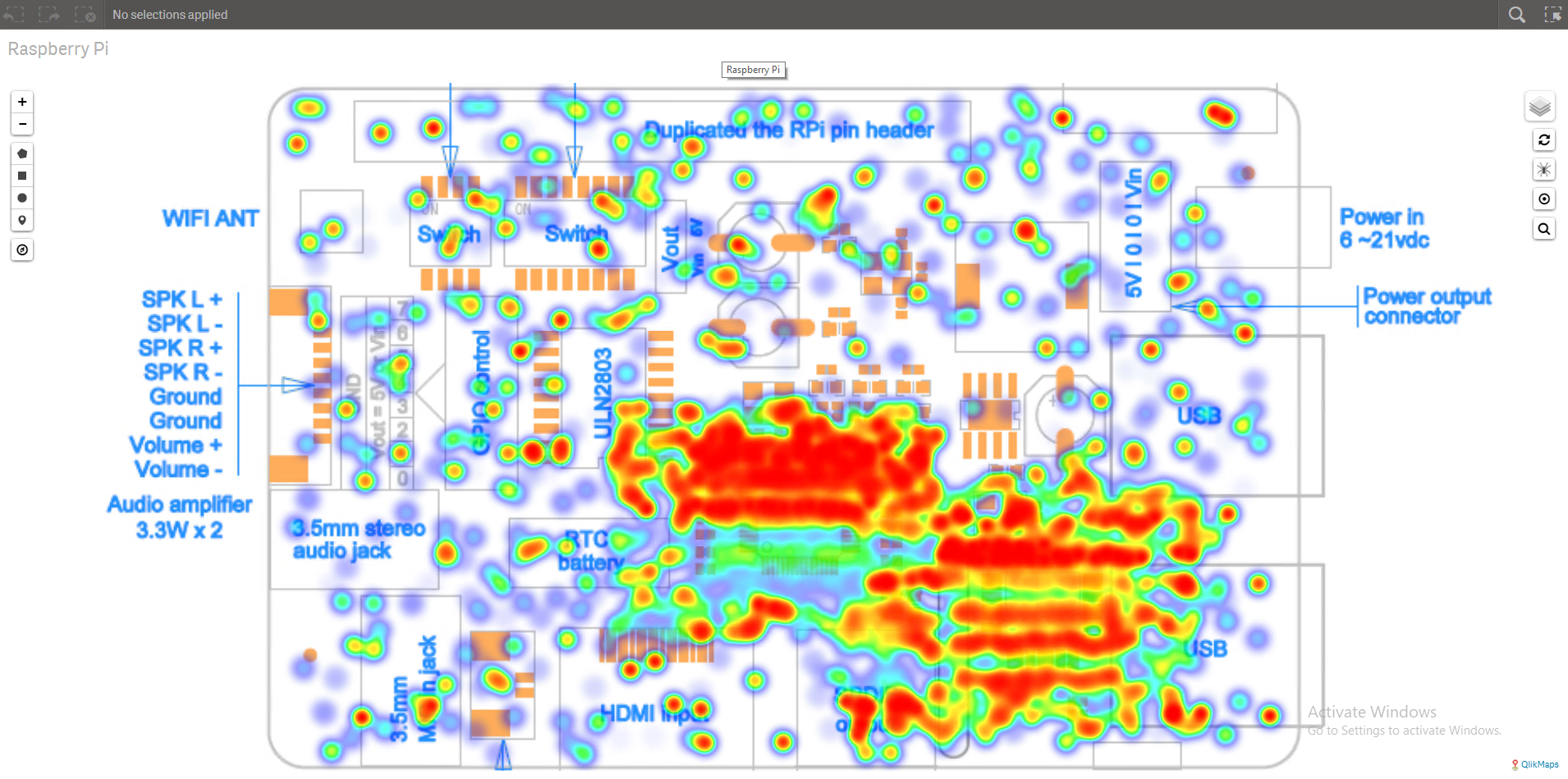 Screenshot van Qlik Geoanalytics software.