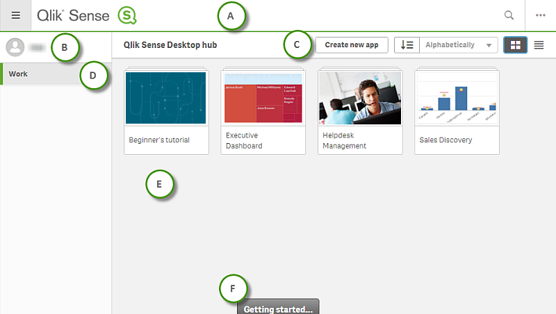 Afbeelding van Qlik Sense Desktop tools.