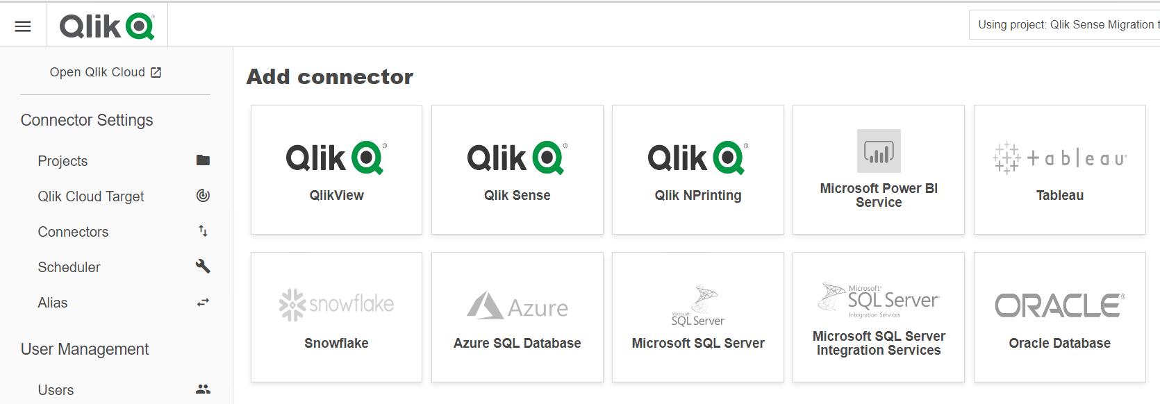 Screenshot van Qlik Lineage Connectors software.