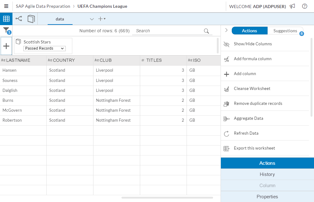 Afbeelding van SAP Agile Data Preparation tools.