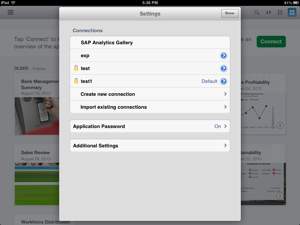 Screenshot van SAP BI Mobile Server software.