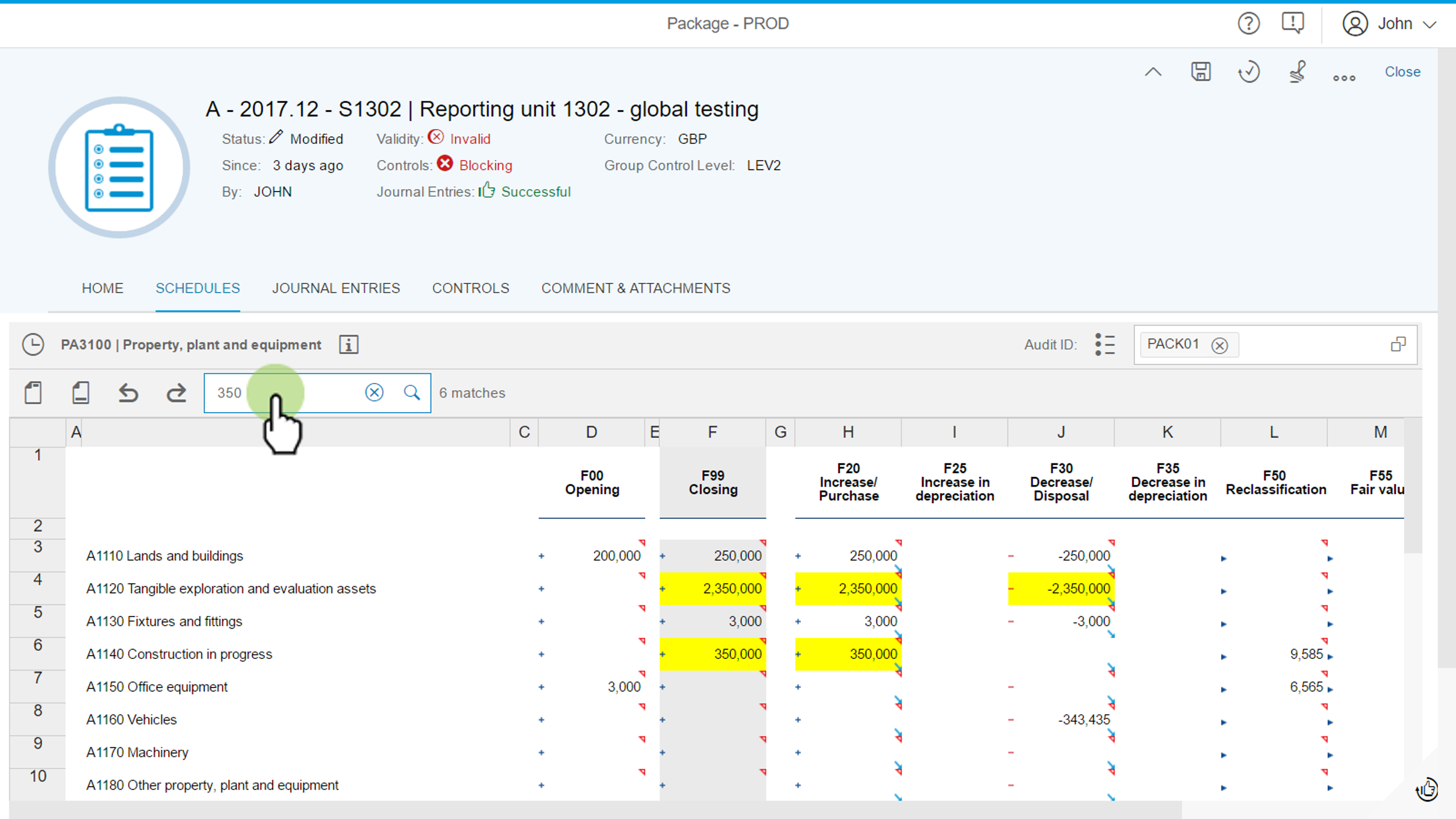Screenshot van SAP Businessobjects Financial Consolidation software.