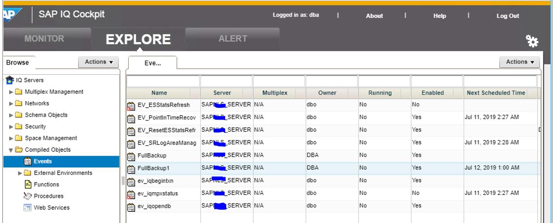 Screenshot van SAP IQ software.