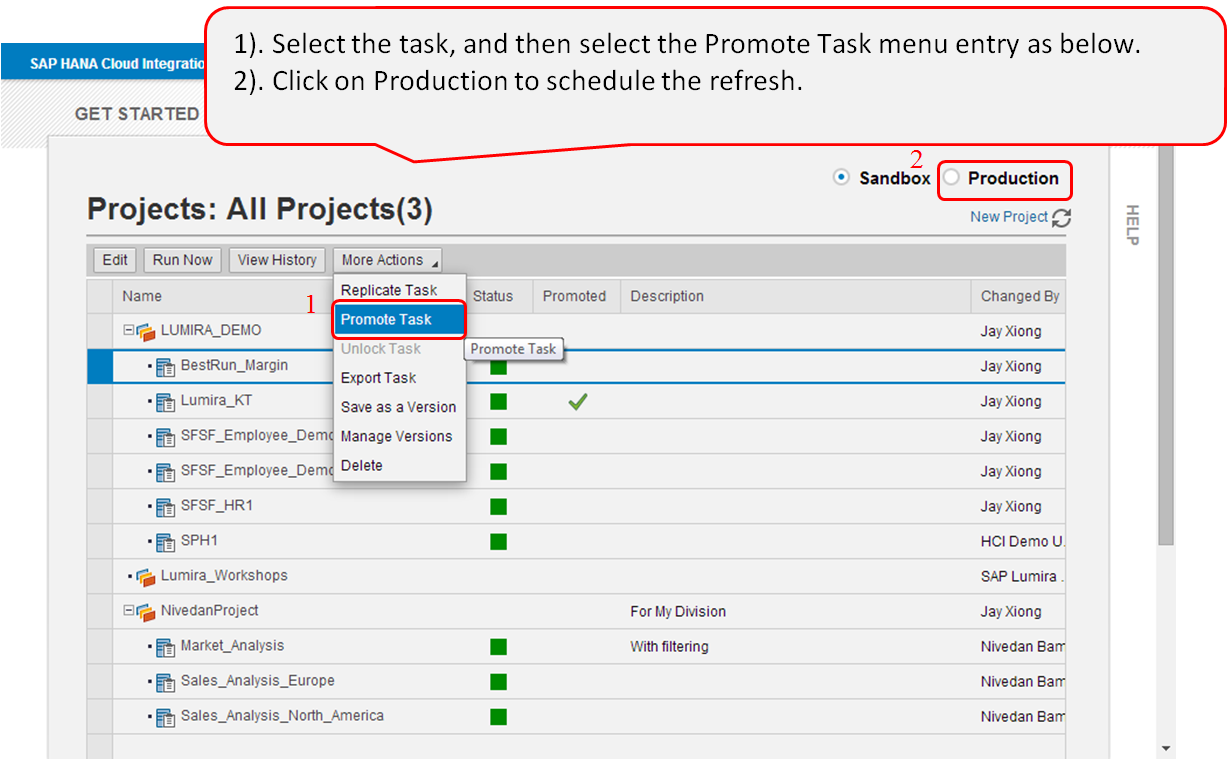 Screenshot van Lumira Cloud software.