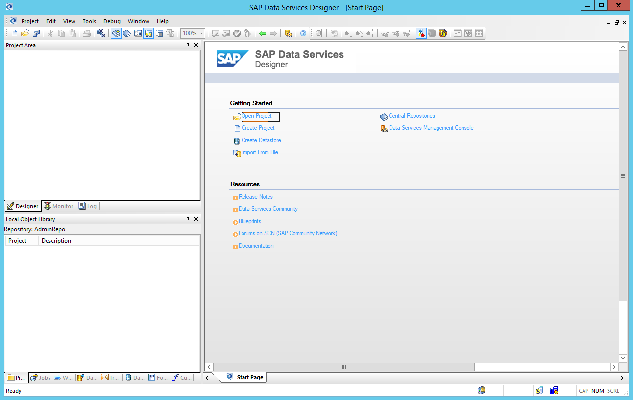 Screenshot van SAP BusinessObjects Data Services software.