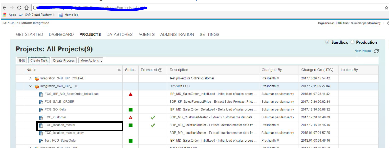 Screenshot van Ibp Data Integration software.