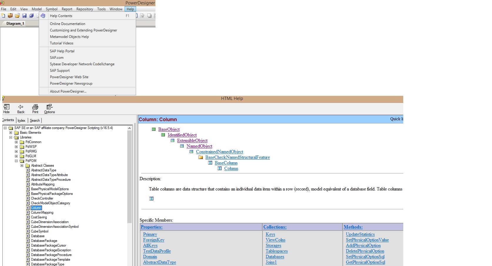 Screenshot van Powerdesigner software.