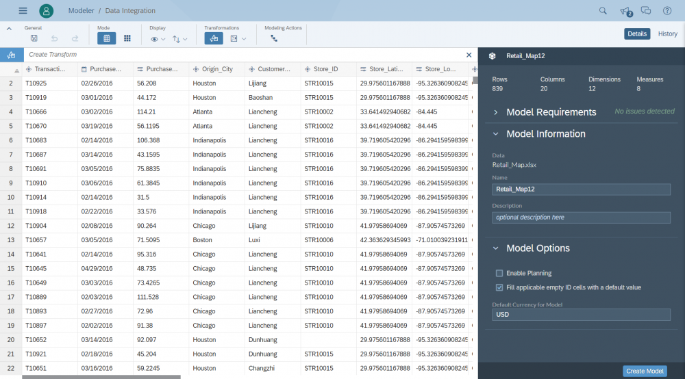 Screenshot van SAP Data Intelligence Modeler software.