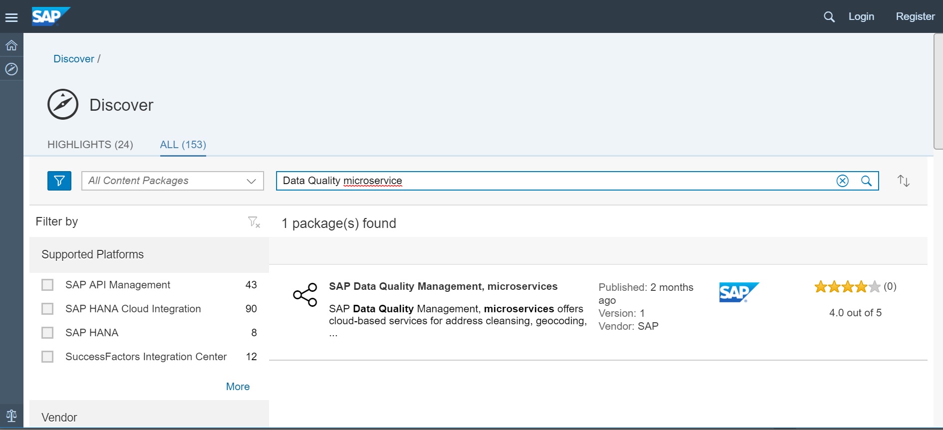 Screenshot van SAP Data Quality Management software.