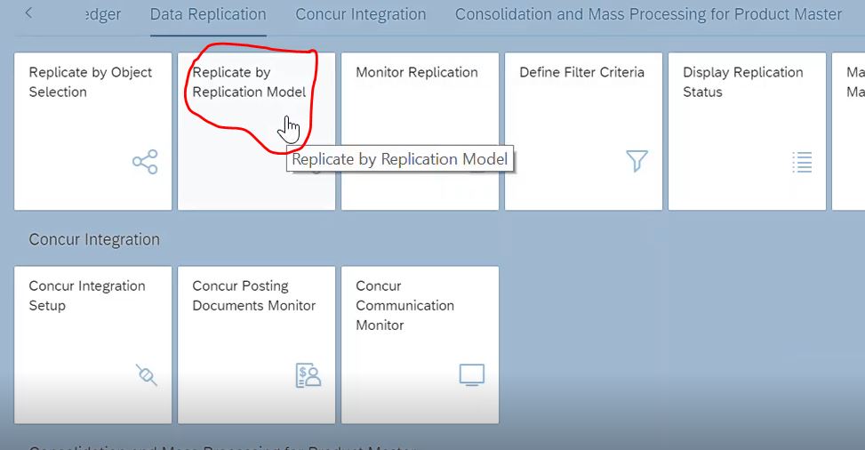Screenshot van SAP Replication software.
