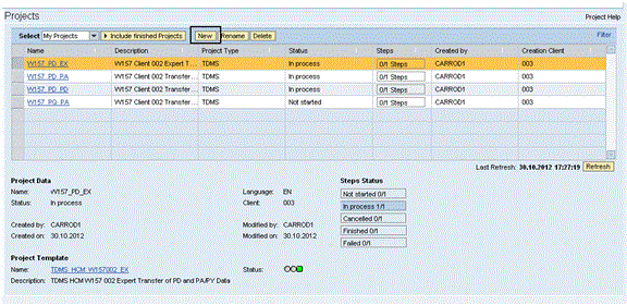 Screenshot van SAP TDMS software.