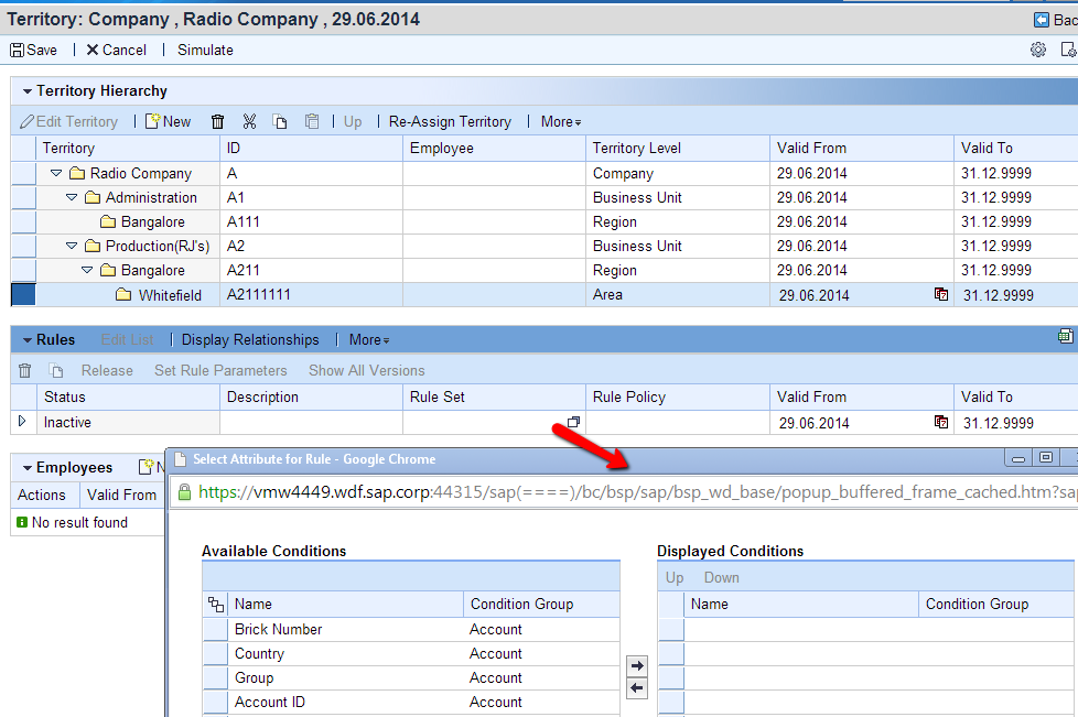 Screenshot van SAP CRM software.