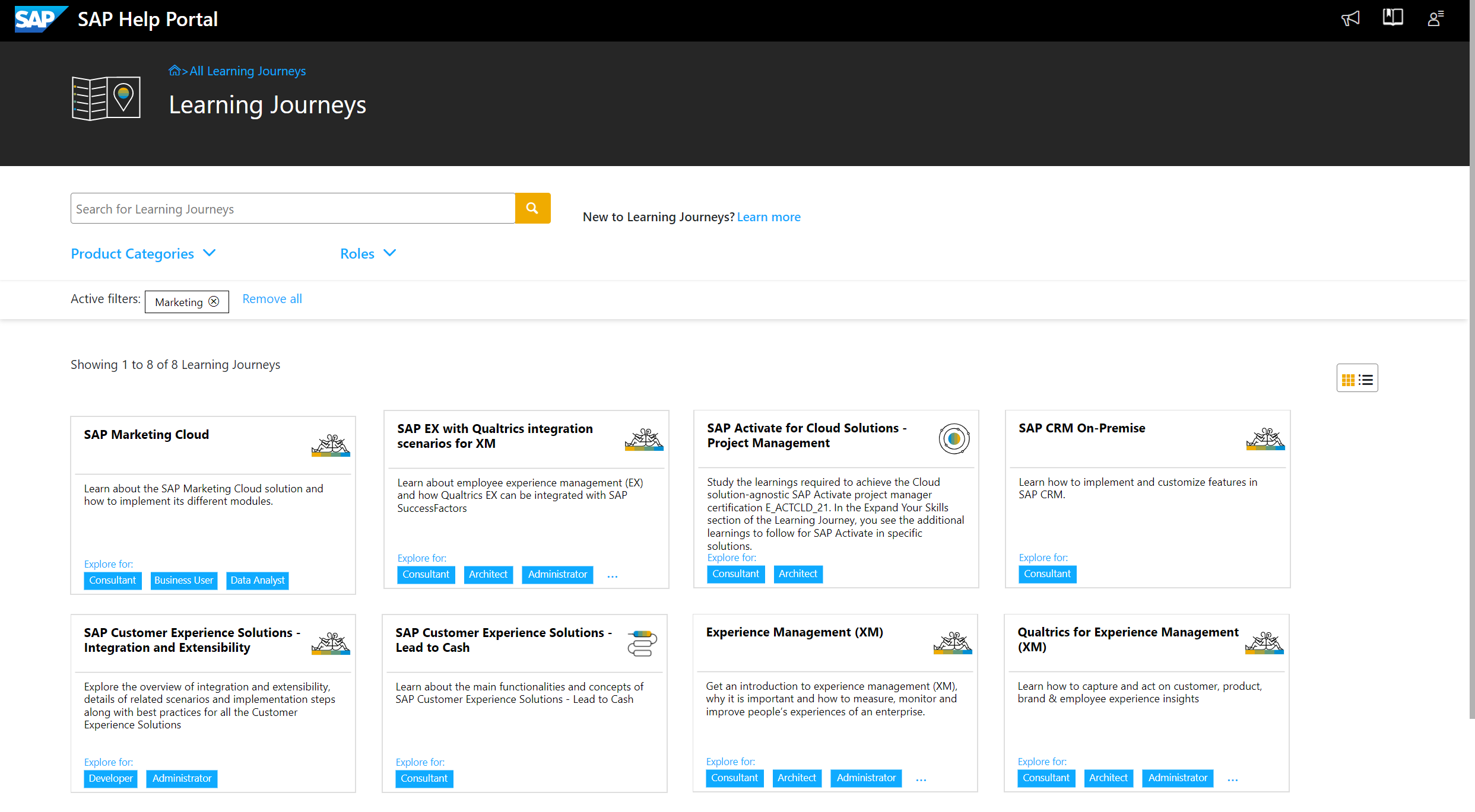 Screenshot van SAP Customer Experience software.