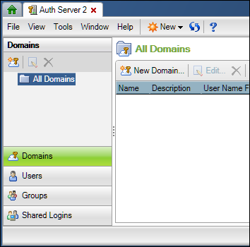Screenshot van Dataflux Authentication Server software.