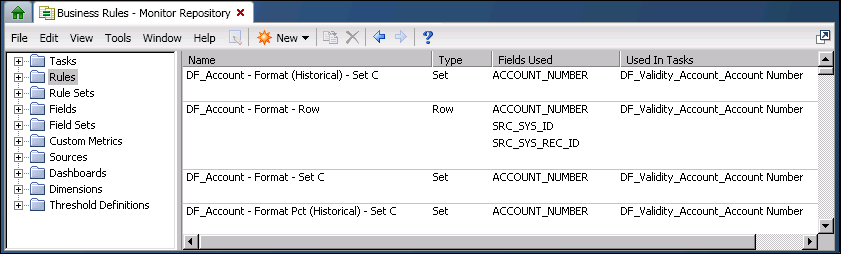 Screenshot van SAS Business Rules Manager software.