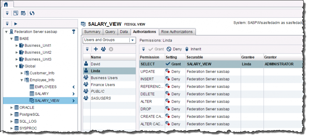 Afbeelding van SAS Federation Server tools.