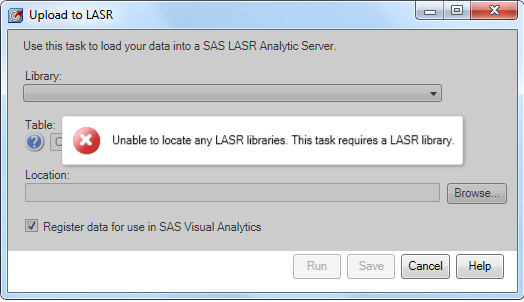Afbeelding van SAS LASR Analytic Server tools.