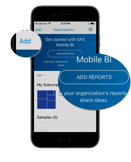 Afbeelding van SAS Mobile BI tools.