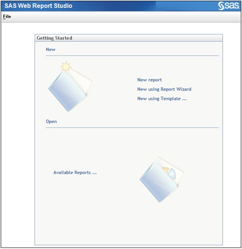 Afbeelding van SAS Web Report Studio tools.