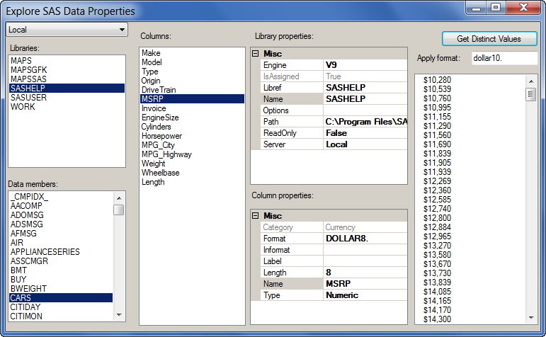Screenshot van SAS Data Quality Server software.