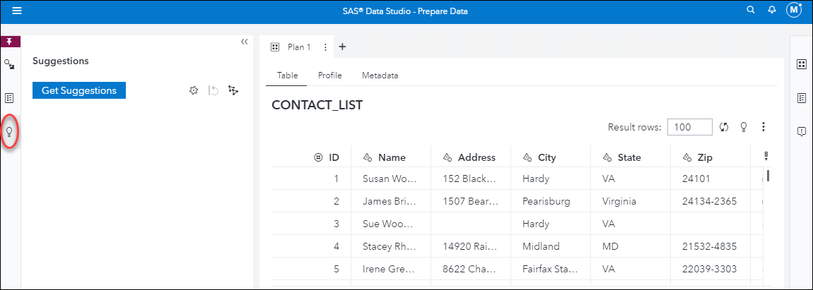 Screenshot van SAS Data Studio software.