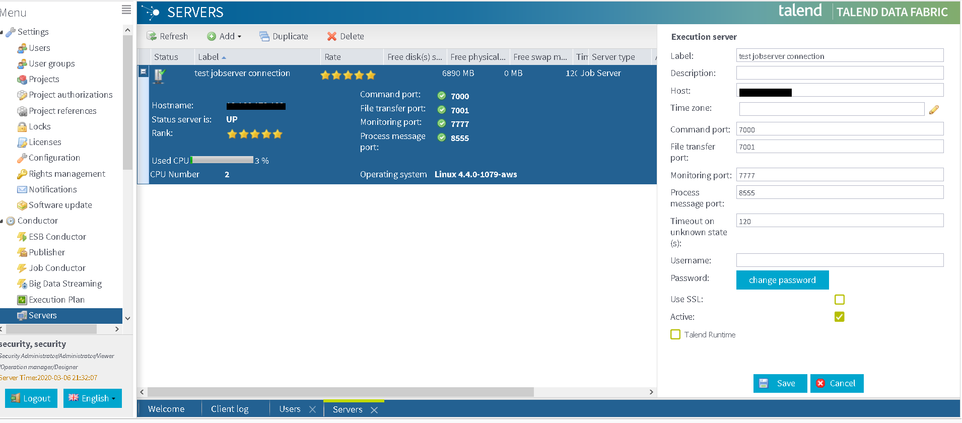 Afbeelding van Talend Administration Center tools.