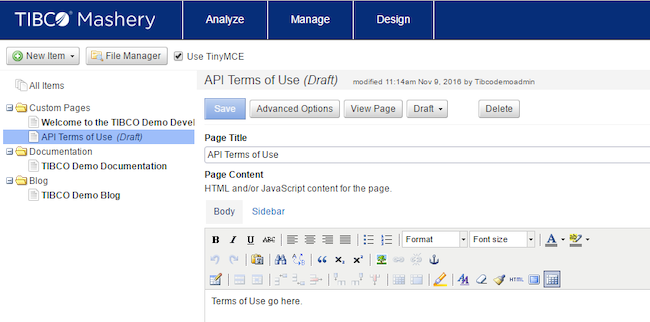 Screenshot van TIBCO Mashery software.