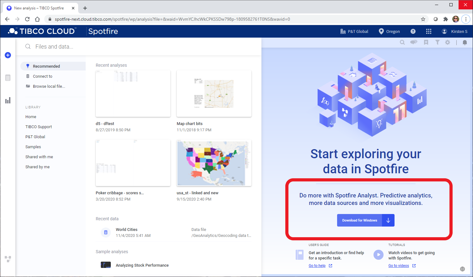 Screenshot van TIBCO Spotfire Analyst software.