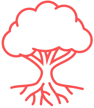 Icon met boom met wortels