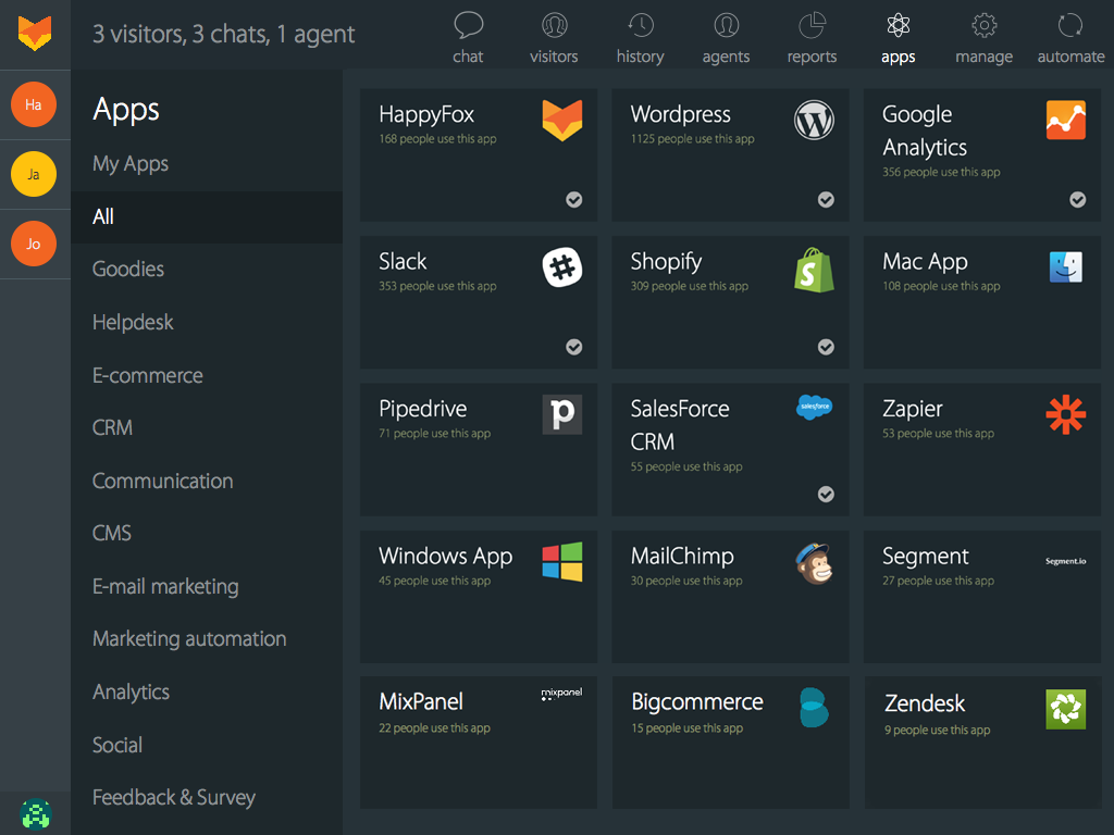 Screenshot van Zendesk Happyfox software.